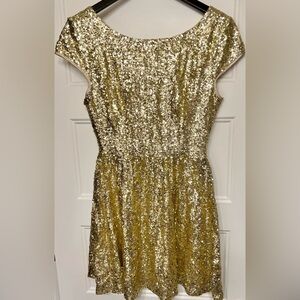 Juniors Gold Sparkles Party Dress